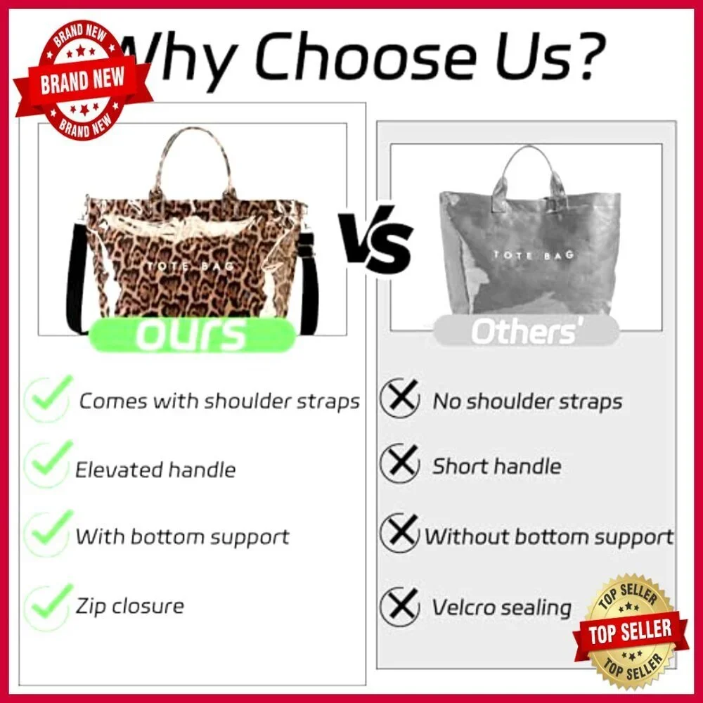 Large PVC Tote Bag with Letters Print, Waterproof Work Travel Shoulder Bag